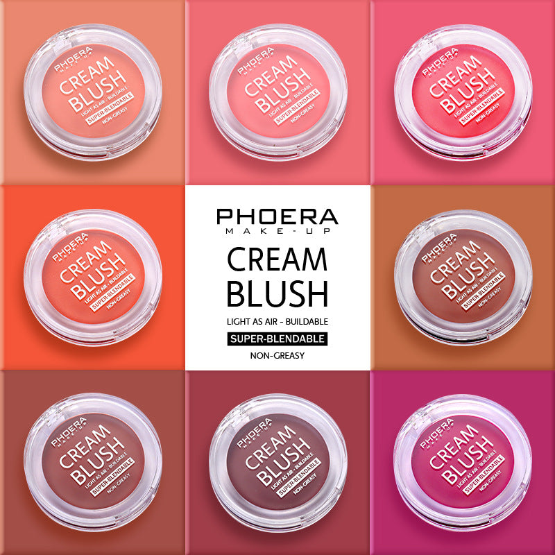💗PHOERA Light & Brightening Cream Blush – Natural Radiant Glow Cheek Tint (Long-Lasting, Blendable, 8 Shades)