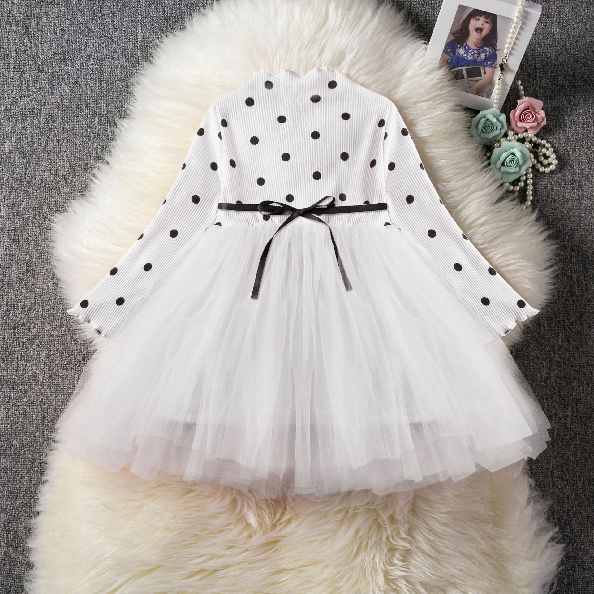 👗Baby Princess Lace Tutu Dress – Elegant Long Sleeve Birthday & Christening Outfit