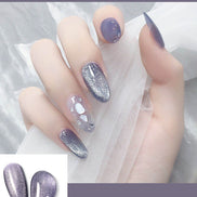 Latest Milk Tea Crystal Stone Cat Eye Nail Polish Benspiti