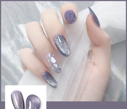 Latest Milk Tea Crystal Stone Cat Eye Nail Polish Benspiti