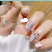 Latest Milk Tea Crystal Stone Cat Eye Nail Polish Benspiti