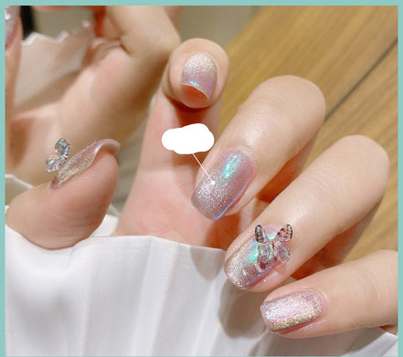 Latest Milk Tea Crystal Stone Cat Eye Nail Polish Benspiti
