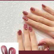 Latest Milk Tea Crystal Stone Cat Eye Nail Polish Benspiti