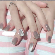 Latest Milk Tea Crystal Stone Cat Eye Nail Polish Benspiti