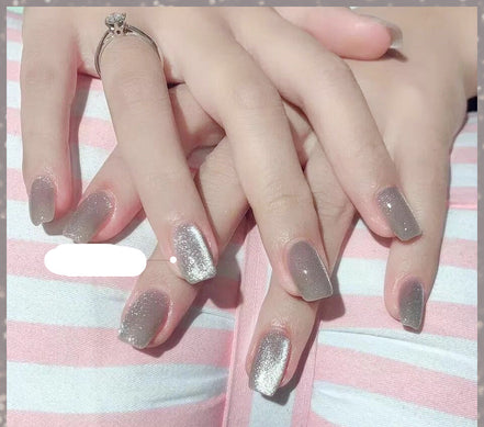 Latest Milk Tea Crystal Stone Cat Eye Nail Polish Benspiti