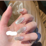 Latest Milk Tea Crystal Stone Cat Eye Nail Polish Benspiti
