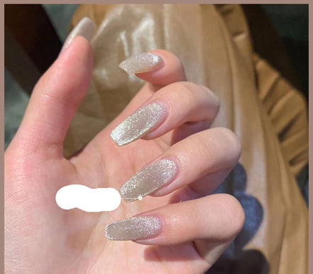 Latest Milk Tea Crystal Stone Cat Eye Nail Polish Benspiti
