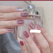 Latest Milk Tea Crystal Stone Cat Eye Nail Polish Benspiti