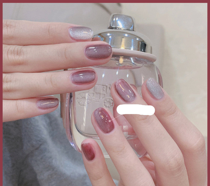 Latest Milk Tea Crystal Stone Cat Eye Nail Polish Benspiti