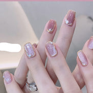 Latest Milk Tea Crystal Stone Cat Eye Nail Polish Benspiti