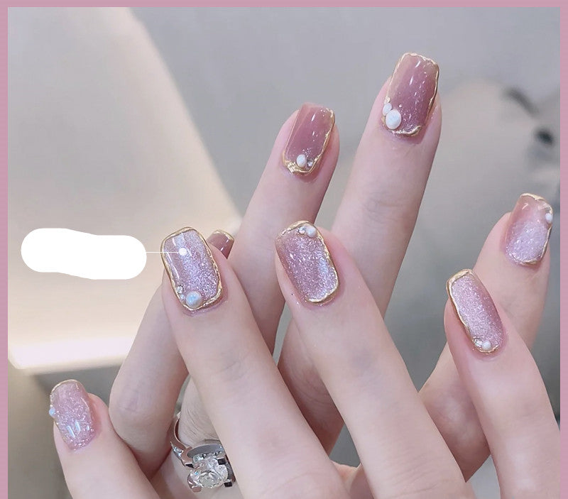 Latest Milk Tea Crystal Stone Cat Eye Nail Polish Benspiti