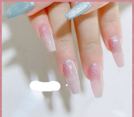 Latest Milk Tea Crystal Stone Cat Eye Nail Polish Benspiti