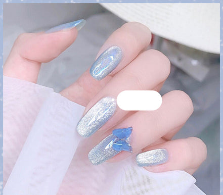 Latest Milk Tea Crystal Stone Cat Eye Nail Polish Benspiti