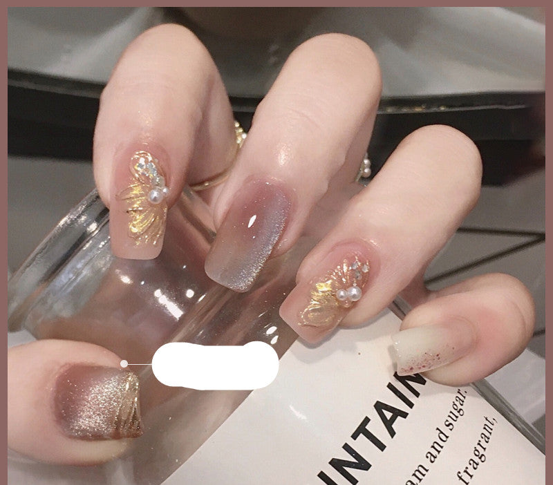 Latest Milk Tea Crystal Stone Cat Eye Nail Polish Benspiti