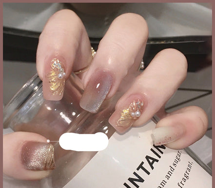 Latest Milk Tea Crystal Stone Cat Eye Nail Polish Benspiti
