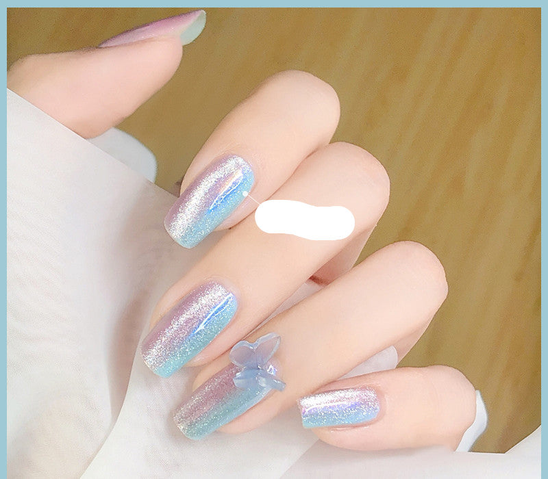 Latest Milk Tea Crystal Stone Cat Eye Nail Polish Benspiti