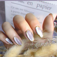 Latest Milk Tea Crystal Stone Cat Eye Nail Polish Benspiti