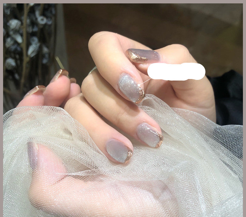 Latest Milk Tea Crystal Stone Cat Eye Nail Polish Benspiti