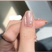Latest Milk Tea Crystal Stone Cat Eye Nail Polish Benspiti