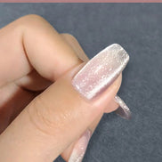 Latest Milk Tea Crystal Stone Cat Eye Nail Polish Benspiti