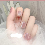 Latest Milk Tea Crystal Stone Cat Eye Nail Polish Benspiti