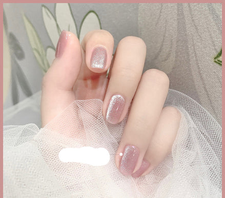 Latest Milk Tea Crystal Stone Cat Eye Nail Polish Benspiti