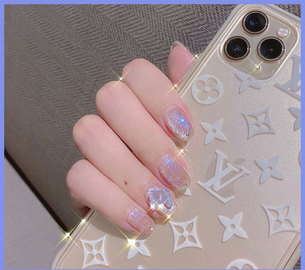 Latest Milk Tea Crystal Stone Cat Eye Nail Polish Benspiti