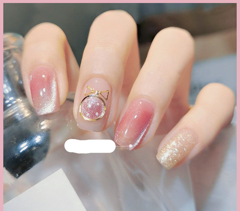 Latest Milk Tea Crystal Stone Cat Eye Nail Polish Benspiti