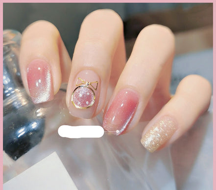 Latest Milk Tea Crystal Stone Cat Eye Nail Polish Benspiti