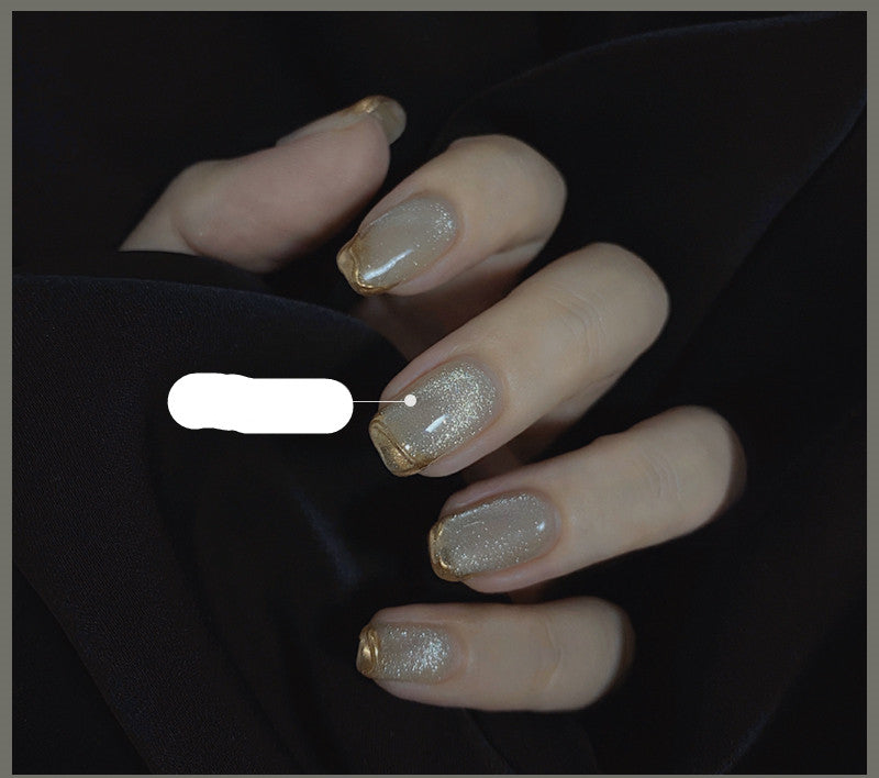 Latest Milk Tea Crystal Stone Cat Eye Nail Polish Benspiti