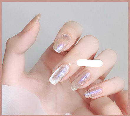 Latest Milk Tea Crystal Stone Cat Eye Nail Polish Benspiti