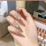 Latest Milk Tea Crystal Stone Cat Eye Nail Polish Benspiti