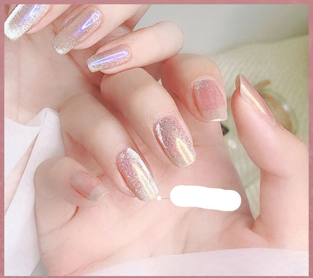 Latest Milk Tea Crystal Stone Cat Eye Nail Polish Benspiti