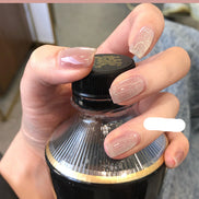 Latest Milk Tea Crystal Stone Cat Eye Nail Polish Benspiti
