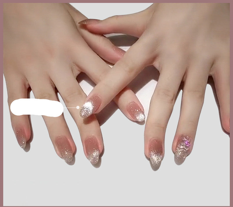 Latest Milk Tea Crystal Stone Cat Eye Nail Polish Benspiti