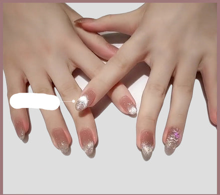 Latest Milk Tea Crystal Stone Cat Eye Nail Polish Benspiti