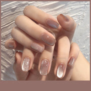 Latest Milk Tea Crystal Stone Cat Eye Nail Polish Benspiti