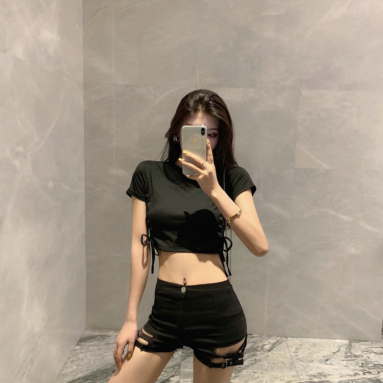 🖤 Double Buckle High-Waist Sculpting Shorts ✨