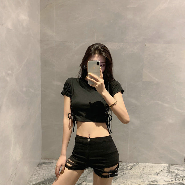 🖤 Double Buckle High-Waist Sculpting Shorts ✨
