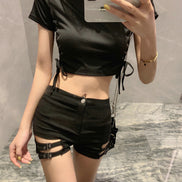 🖤 Double Buckle High-Waist Sculpting Shorts ✨