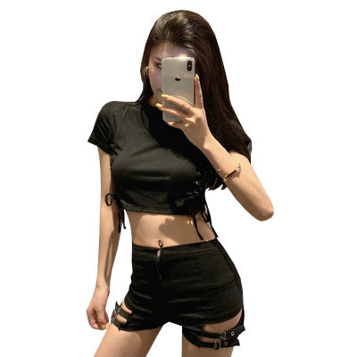 🖤 Double Buckle High-Waist Sculpting Shorts ✨