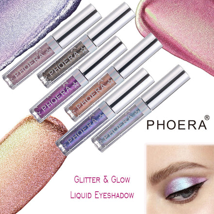 🌟PHOERA Magnificent Metals Glitter & Glow Liquid Eyeshadow – 12 Holographic Shimmer Shades | Long-Lasting Waterproof Glitter Eye Topper