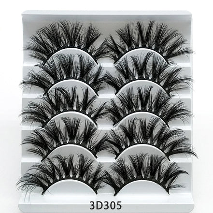 💋Velora 3D Mink False Eyelashes – Soft Cotton Band, 5 Pairs Glam Set