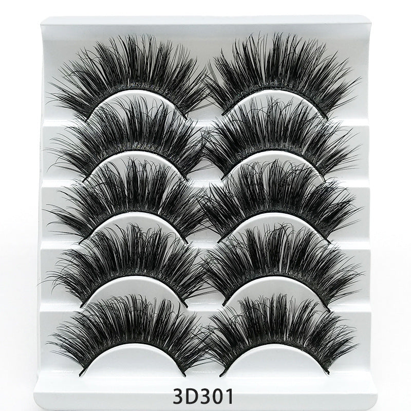 💋Velora 3D Mink False Eyelashes – Soft Cotton Band, 5 Pairs Glam Set