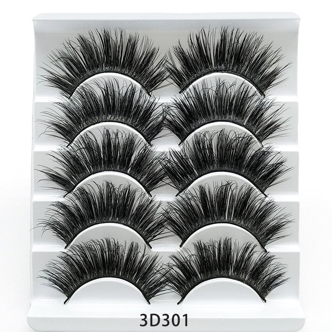 💋Velora 3D Mink False Eyelashes – Soft Cotton Band, 5 Pairs Glam Set