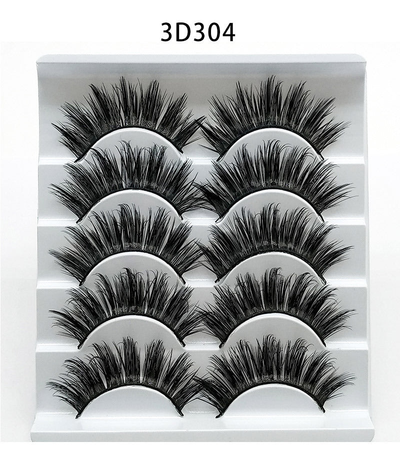 💋Velora 3D Mink False Eyelashes – Soft Cotton Band, 5 Pairs Glam Set
