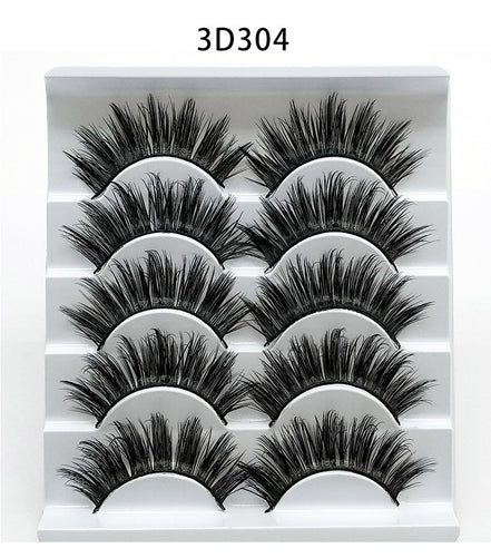 💋Velora 3D Mink False Eyelashes – Soft Cotton Band, 5 Pairs Glam Set