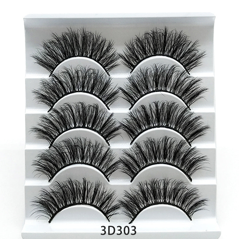 💋Velora 3D Mink False Eyelashes – Soft Cotton Band, 5 Pairs Glam Set