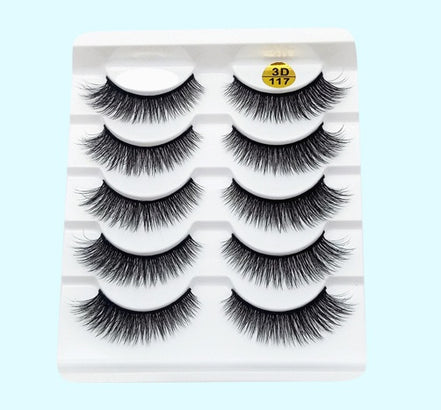 💋Velora 3D Mink False Eyelashes – Soft Cotton Band, 5 Pairs Glam Set