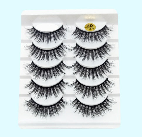 💋Velora 3D Mink False Eyelashes – Soft Cotton Band, 5 Pairs Glam Set